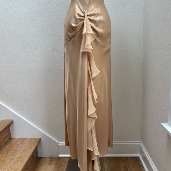 Cache Gown Vintage Dress Formal 90s Y2K Prom Gold Yellow Sleeveless Size 2 Small - Picture 5 of 17